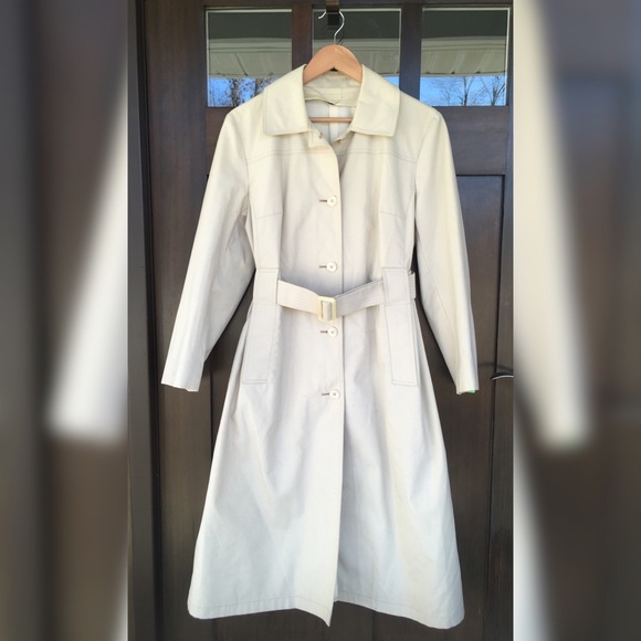 London Fog Jackets & Blazers - London Fog Cream Single Breasted Button Trench Coat Classic Basic Belt Vintage